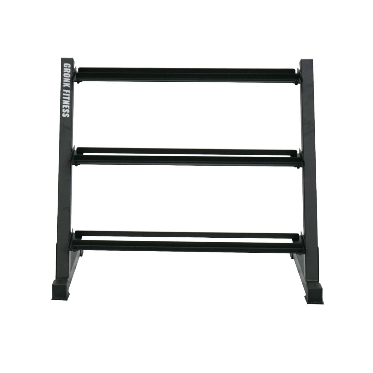Gronk Fitness 3-tier dumbbell rack — empty studio front view