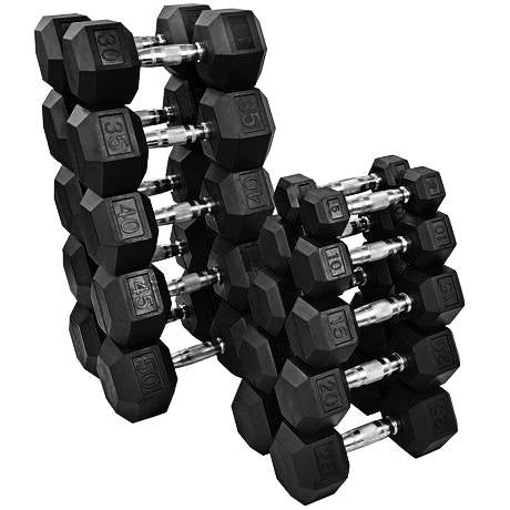 Gronk Fitness 5–50 lb rubber hex dumbbell set