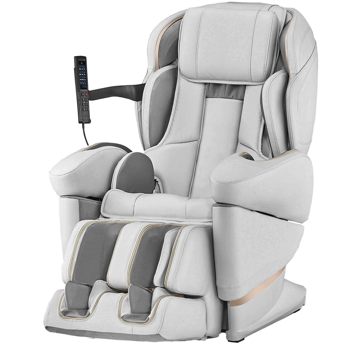Johnson JP3000 massage chair in light gray, angled view