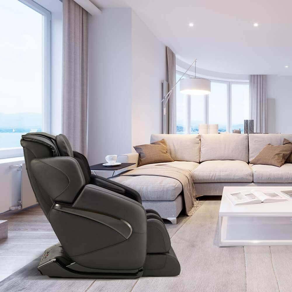 Jin 1.0 Massage Chair in black leather in living room