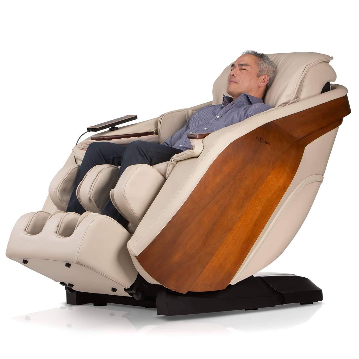 D.Core Stratus-JP Massage Chair in use with wood panel