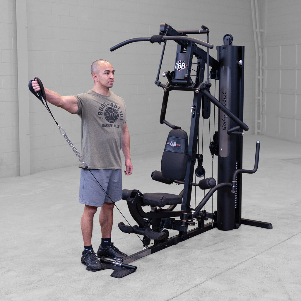 Body-Solid G6B Bi-Angular gym — mid-pulley exercise in use