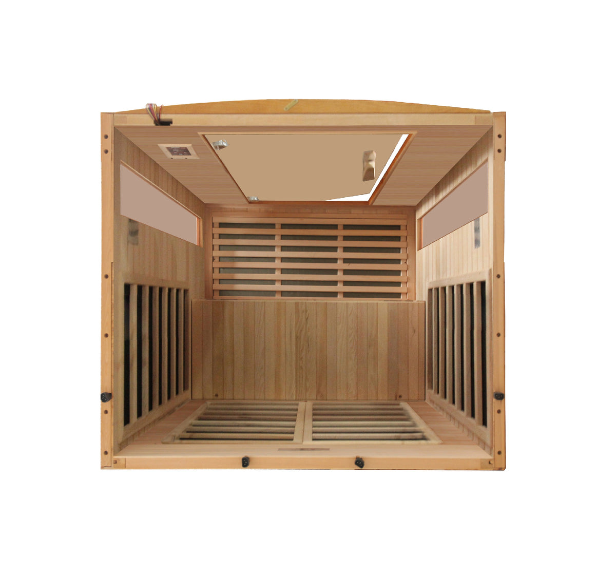 Overhead view of the two person bench and heater placement