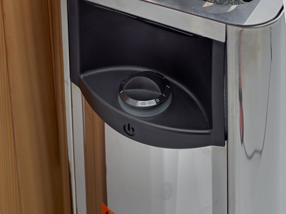 Close-up of the Harvia stove control knob