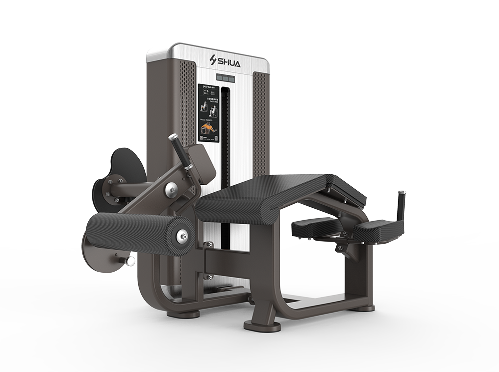 Shua G8807 Prone Leg Curl selectorized machine, studio render 2 of 5