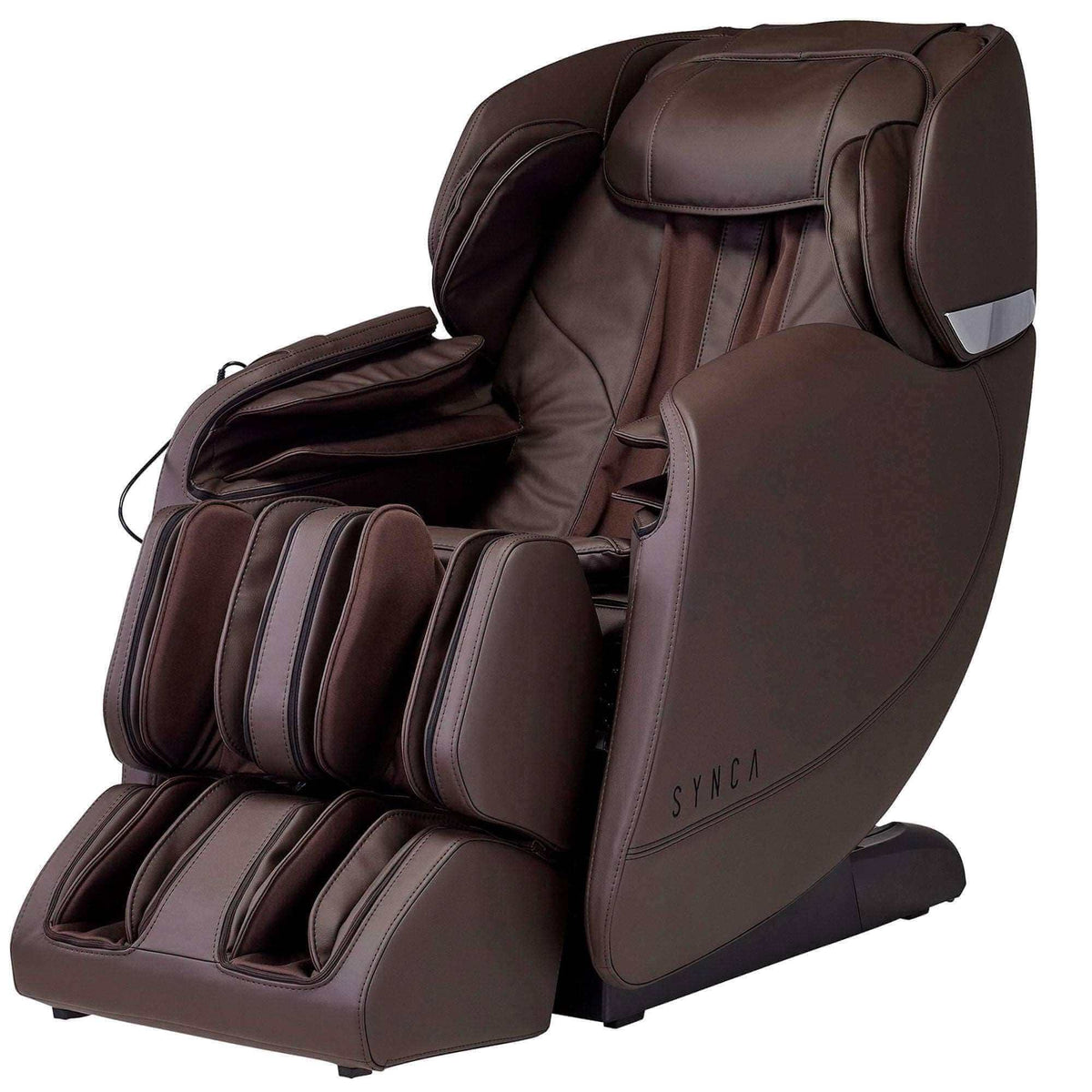 Hisho MR3000 Massage Chair in brown leather, angled view