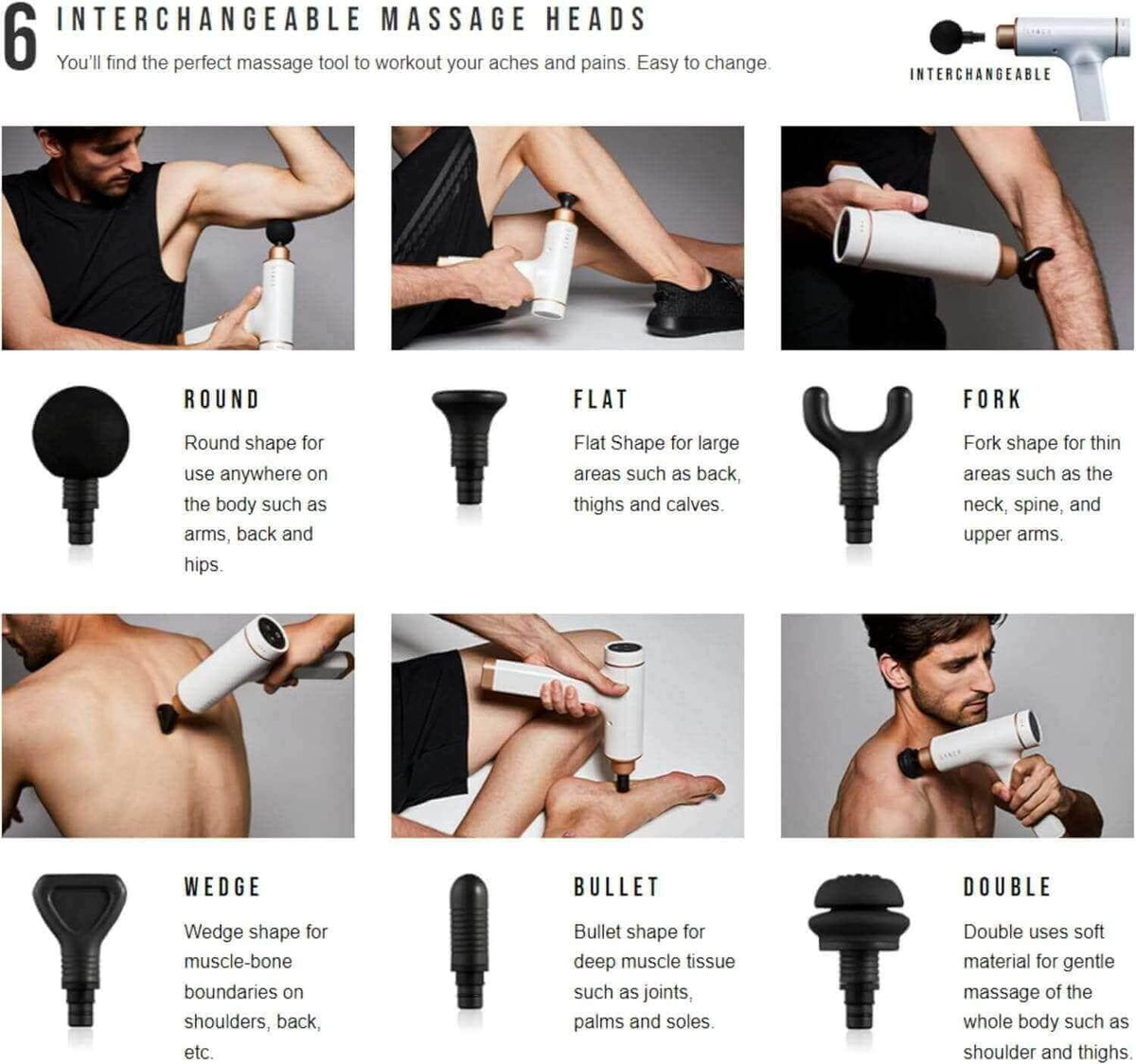 Kitta Massage Gun with six interchangeable heads
