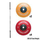 Gronk Fitness Olympic Bar & 290 lb Competition Bumper Plate Set