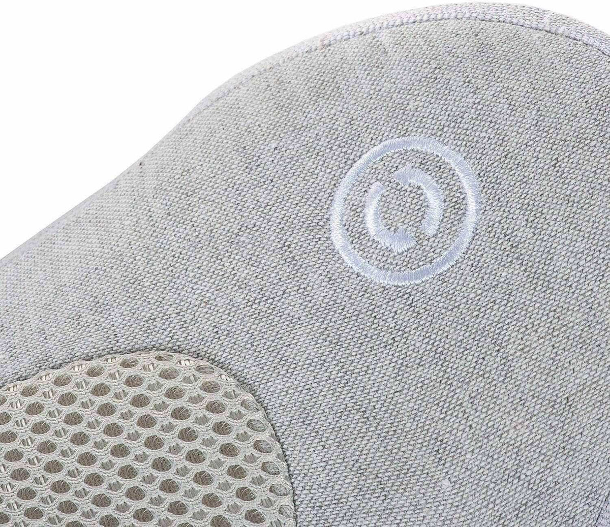 i-Puffy Massage Cushion close-up of logo embroidery