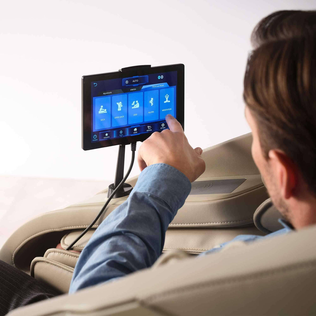 Cyber Relax Elite MR7500 user interacting with control panel