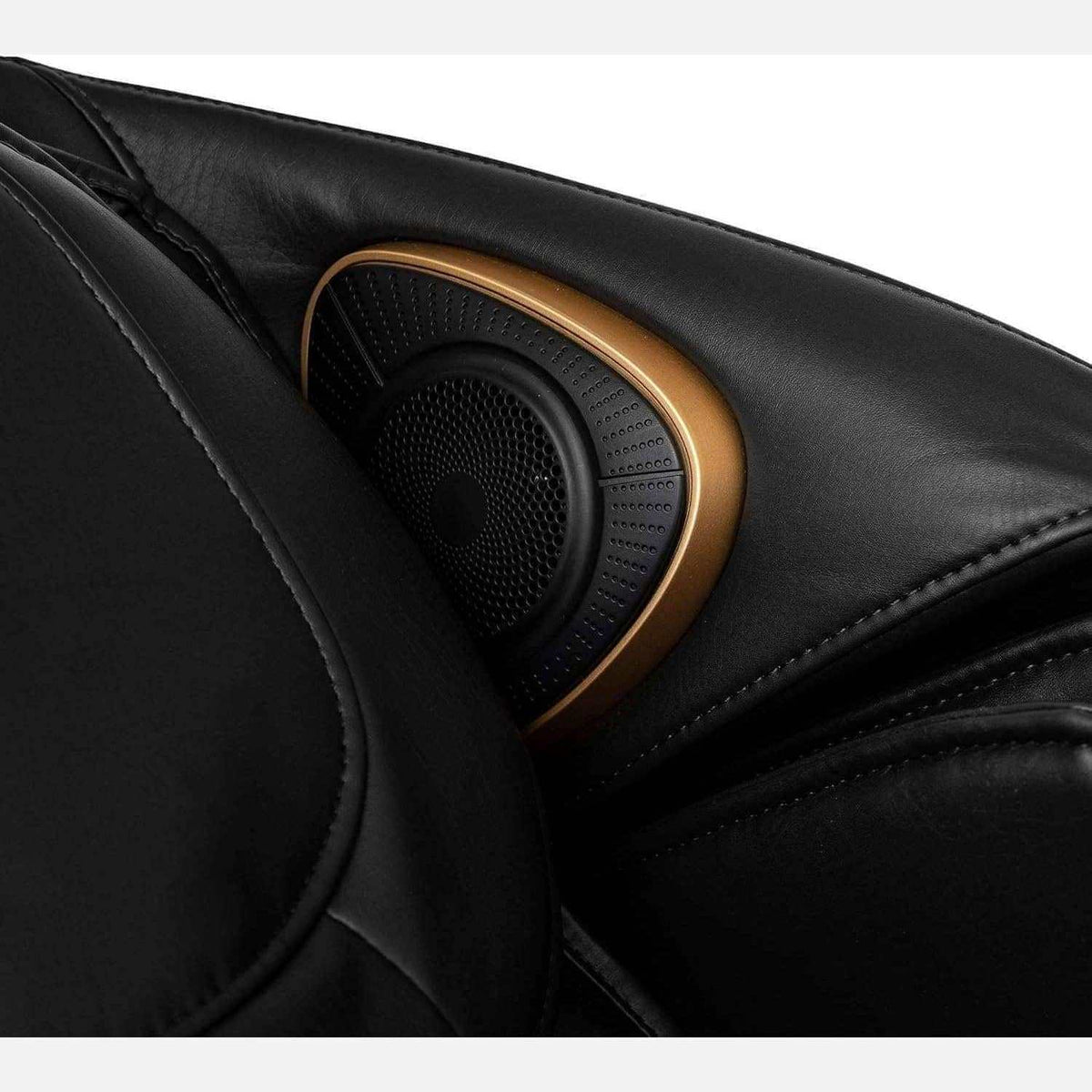 Jin 2.0 Massage Chair speaker detail in black leather