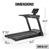 Inspire Series T5 Treadmill with 15 inch LED Display Inspire Treadmills under 350lbs Centr-T5-Dimensions-1200x1200