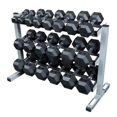 Body Solid GDR363 3-Tier Dumbbell Rack Body Solid Dumbell racks, power block stand, plate and bar storage, kettlebell racks, ball racks GDR363_SDR550_DSF6350-master_600px-480x480