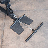 Body-Solid GLM85B adjustable footplate and low row bar detail
