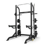 TRUE HALF RACK WITH PLATE HOLDERS MATTE BLACK - Final Stock TRUE Half rack, power rack or cage, smith, smith add-on XFW-8110-35-with-weights-and-band-pegs_960