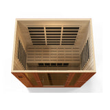 Overhead view of the bench and heater placement on three walls