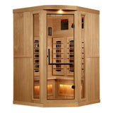 Corner cabinet angled left showing the side glass panel