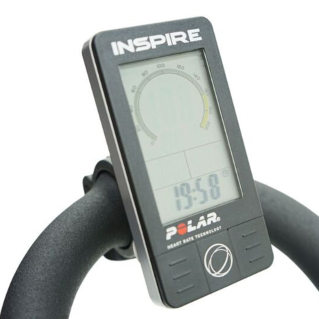 Inspire IC2 Cycle Display Console close-up on handlebars