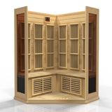 Front removed to show the corner bench and back-wall heaters