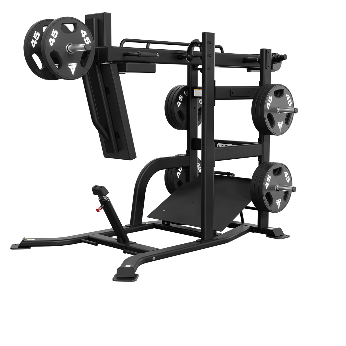 Nautilus Leverage Pendulum Squat — loaded with plates