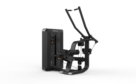 Shua G8803 Lat Pulldown selectorized machine, studio render 1 of 4