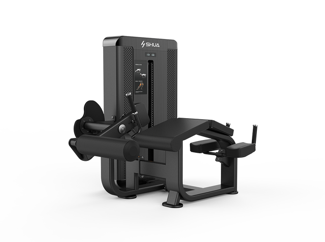 Shua G8807 Prone Leg Curl selectorized machine, studio render 1 of 5