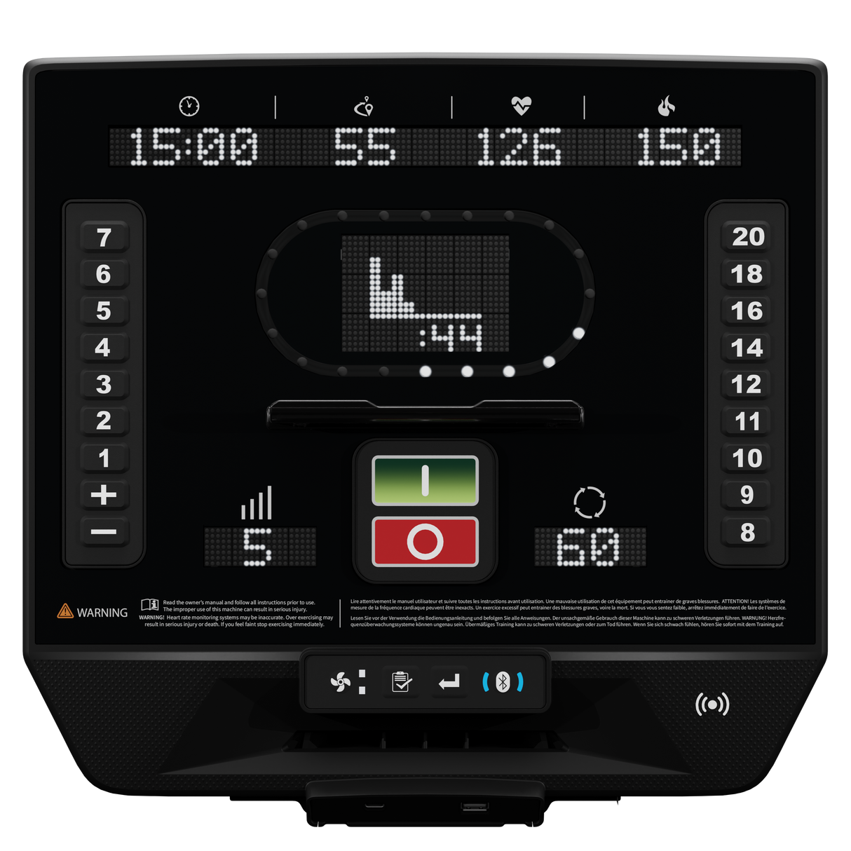Star Trac Apex LED console — front view