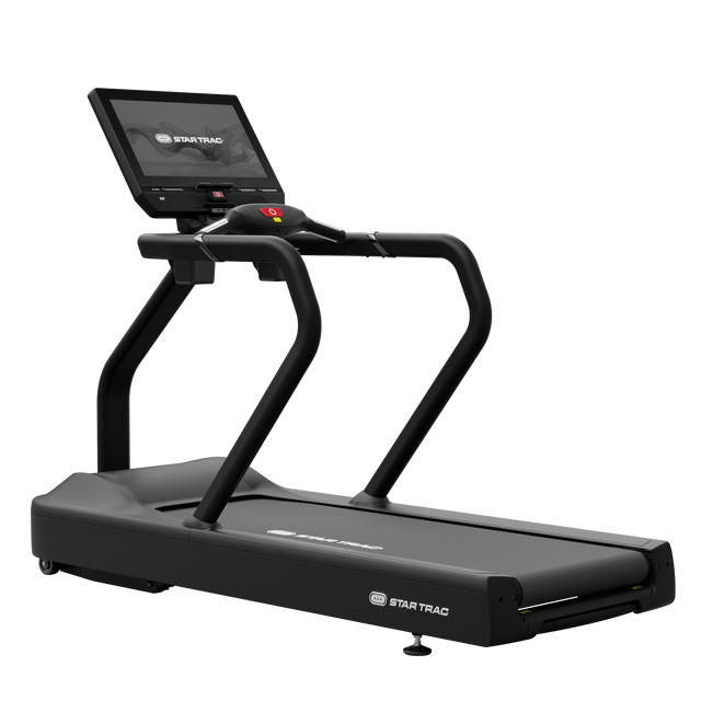 Star Trac 8TR treadmill with 24-inch touch console — 45-degree left view